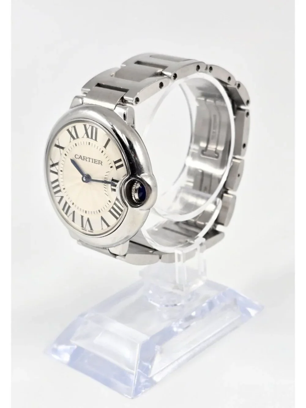 Cartier Ballon Bleu Roman Numeral 36mm Quartz Stainless Steel Wrist Watch 3005